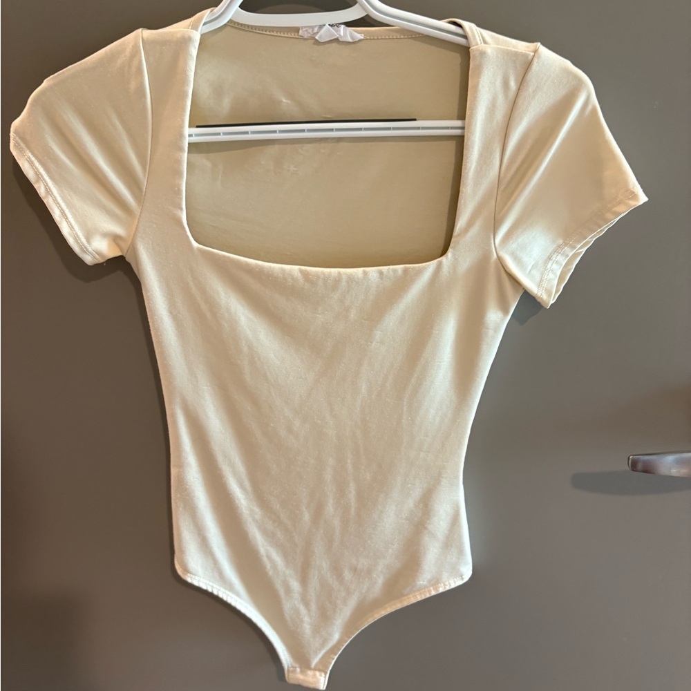 Elegant Cream Square Neck Bodysuit